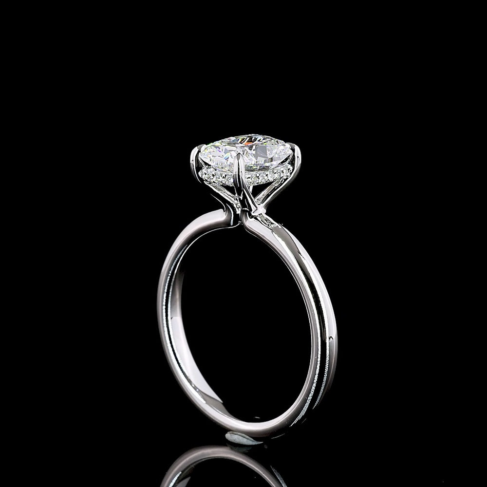 14K White Gold Cushion Modified Cut Hidden Halo Ring with 1.56 Carat D VS1 Lab Diamond Center and 0.07 Carat Brilliant Cut Accents - 1.63 Carat Total Diamond Weight - Covaloro Fine Jewelry