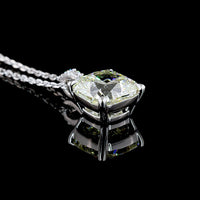 14K White Gold Cushion Modified Cut Lab Diamond Pendant Necklace with Prong Setting - 2.89 Carats Center, 2.96 Carats Total Diamond Weight - Covaloro Fine Jewelry