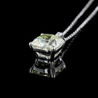 14K White Gold Cushion Modified Cut Lab Diamond Pendant Necklace with Prong Setting - 2.89 Carats Center, 2.96 Carats Total Diamond Weight - Covaloro Fine Jewelry