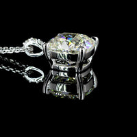 14K White Gold Cushion Modified Cut Lab Diamond Pendant with Brilliant Cut Accents - 5.18 Carat Total Diamond Weight - Covaloro Fine Jewelry