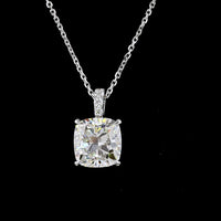 14K White Gold Cushion Modified Cut Lab Diamond Pendant with Halo of Brilliant Cut Accents - 3.40 Carats Total Diamond Weight - Covaloro Fine Jewelry