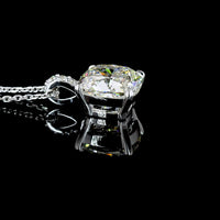 14K White Gold Cushion Modified Cut Lab Diamond Pendant with Halo of Brilliant Cut Accents - 3.40 Carats Total Diamond Weight - Covaloro Fine Jewelry