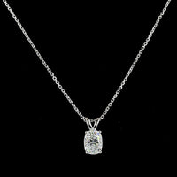 14K White Gold Cushion Modified Cut Laboratory Diamond Solitaire Pendant - 1.07 Carat Total Diamond Weight, E-F Color, VVS2 Clarity - Covaloro Fine Jewelry