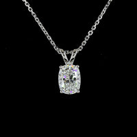 14K White Gold Cushion Modified Cut Laboratory Diamond Solitaire Pendant - 1.07 Carat Total Diamond Weight, E-F Color, VVS2 Clarity - Covaloro Fine Jewelry