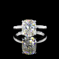 14K White Gold Cushion Modified Cut Solitaire Ring featuring 2.73 Carat Lab Grown Diamond - GIA Certified - Covaloro Fine Jewelry
