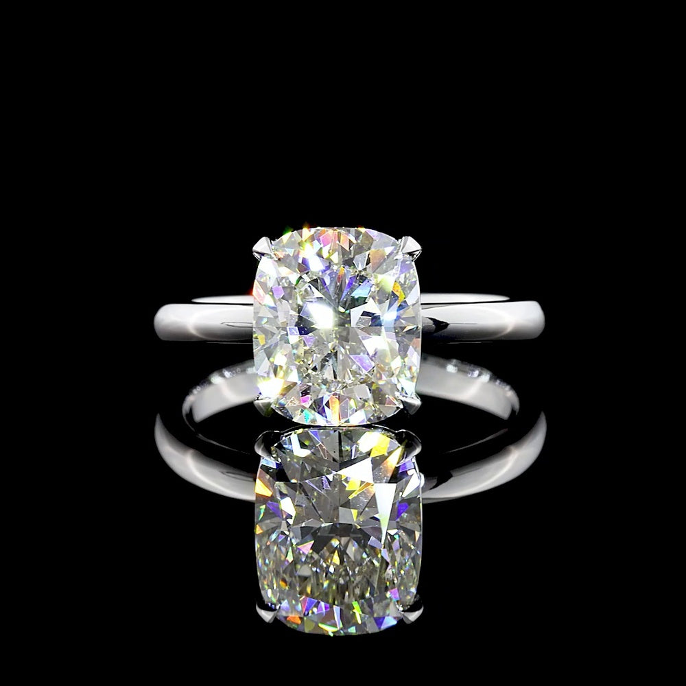14K White Gold Cushion Modified Cut Solitaire Ring featuring 2.73 Carat Lab Grown Diamond - GIA Certified - Covaloro Fine Jewelry
