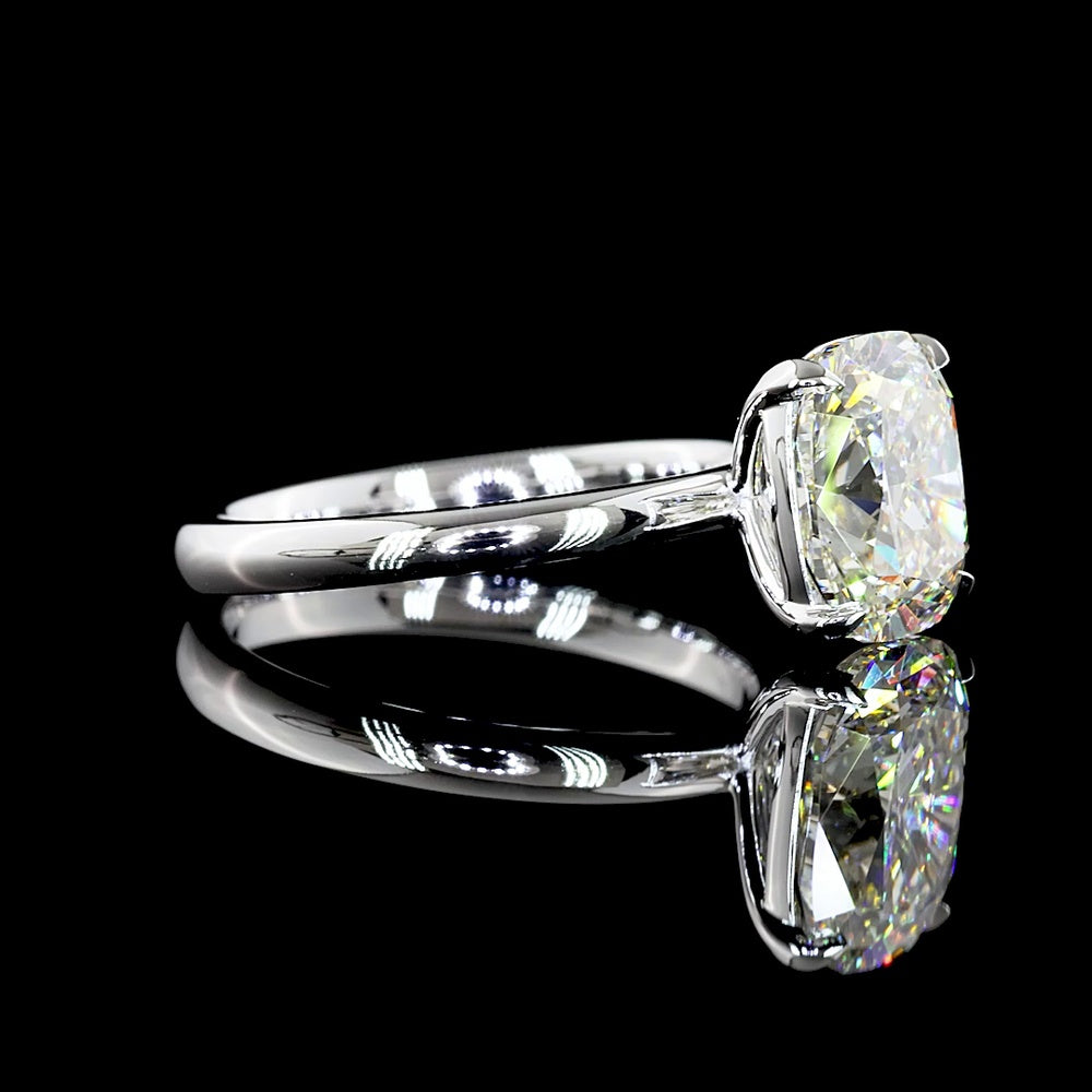 14K White Gold Cushion Modified Cut Solitaire Ring featuring 2.73 Carat Lab Grown Diamond - GIA Certified - Covaloro Fine Jewelry