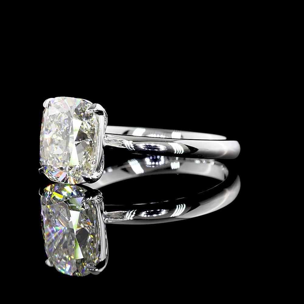 14K White Gold Cushion Modified Cut Solitaire Ring featuring 2.73 Carat Lab Grown Diamond - GIA Certified - Covaloro Fine Jewelry