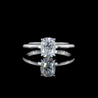 14K White Gold Cushion Modified Cut Solitaire Ring with 1.05 Carat Lab Grown Diamond D VVS2 Clarity IGI Certified - Covaloro Fine Jewelry