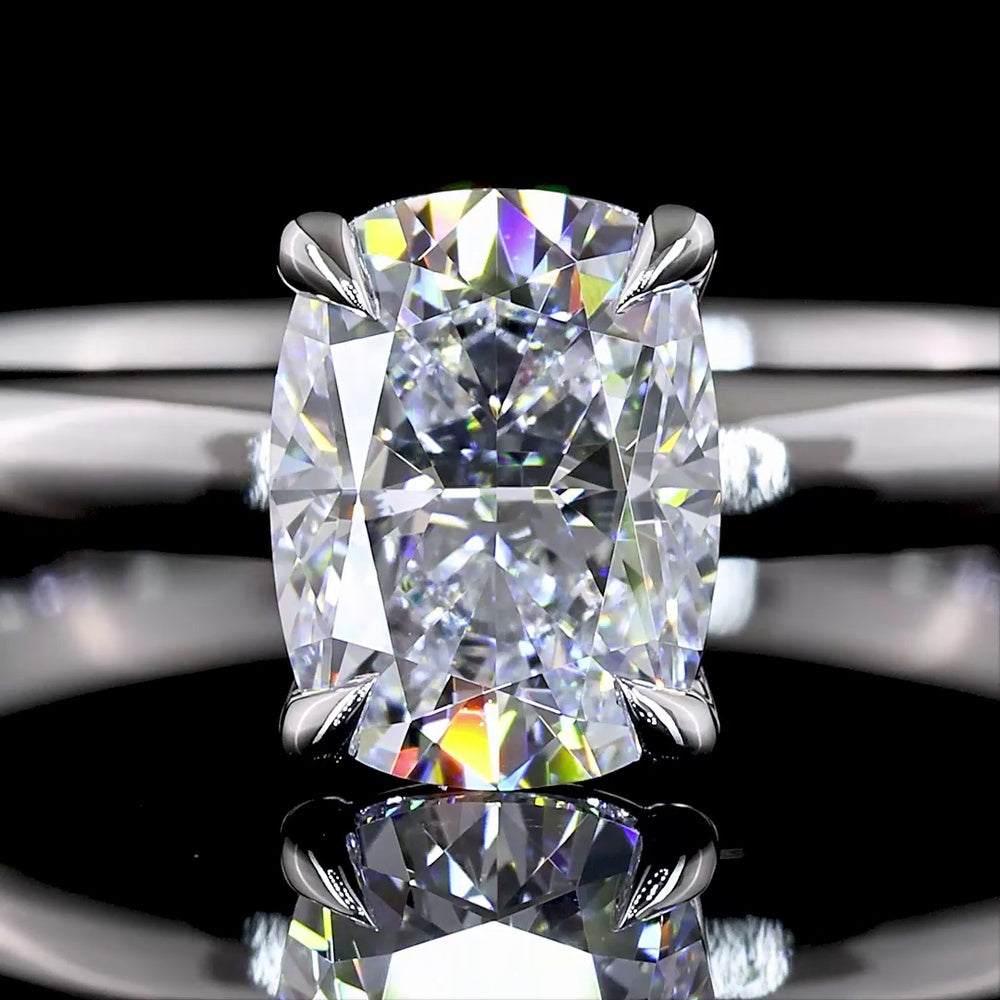 14K White Gold Cushion Modified Cut Solitaire Ring with 1.05 Carat Lab Grown Diamond D VVS2 Clarity IGI Certified - Covaloro Fine Jewelry
