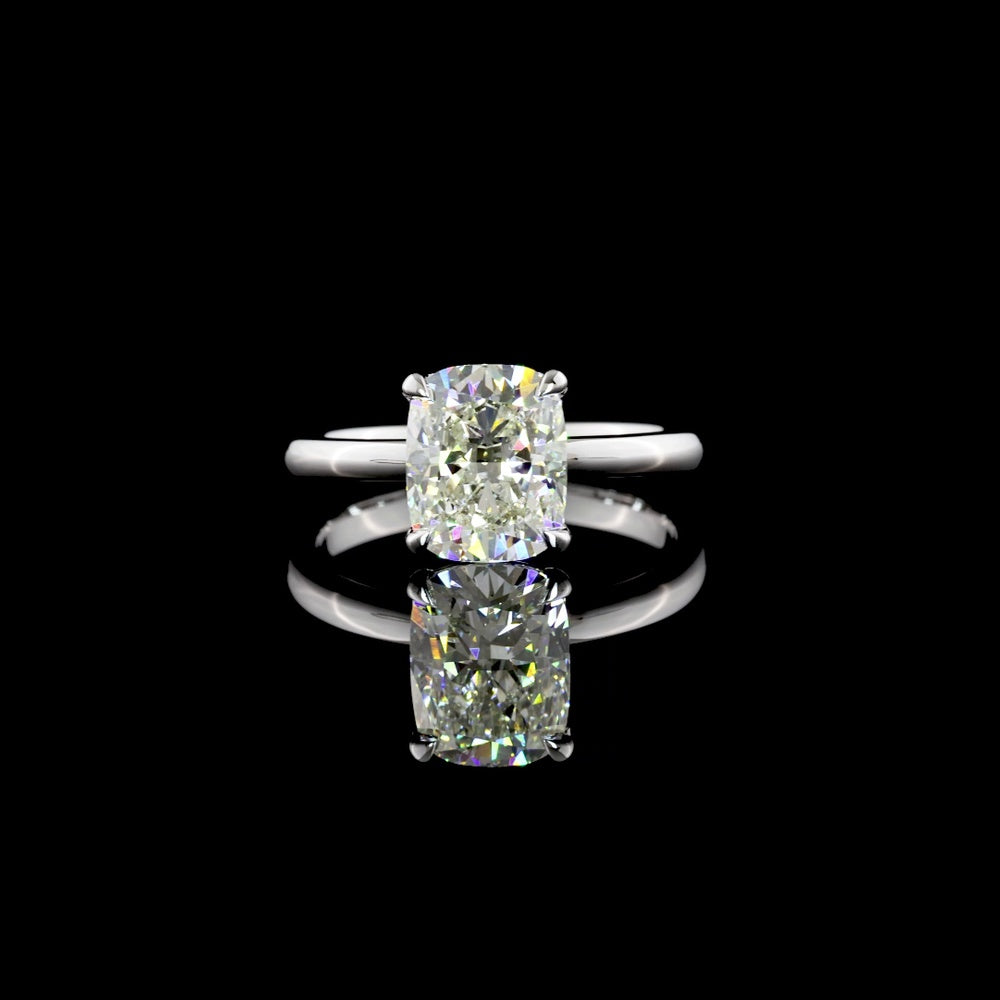 14K White Gold Cushion Modified Cut Solitaire Ring with 2.09 Carat Lab Diamond (G-H Color, VS1 Clarity) - GIA Certified - Covaloro Fine Jewelry