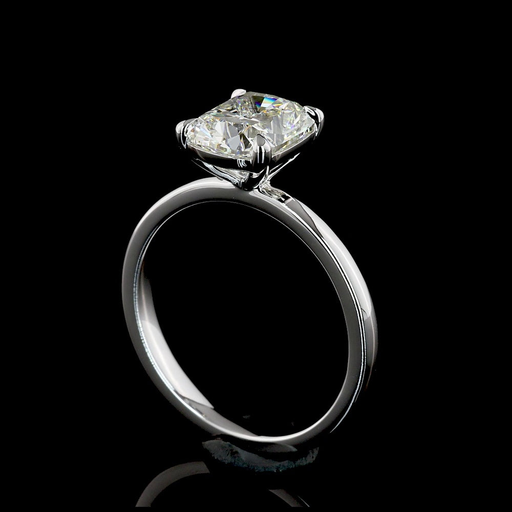 14K White Gold Cushion Modified Cut Solitaire Ring with 2.09 Carat Lab Diamond (G-H Color, VS1 Clarity) - GIA Certified - Covaloro Fine Jewelry