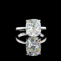 14K White Gold Cushion Modified Cut Solitaire Ring with GIA Certified 4.07 Carat Lab Diamond - North-South Prong Set I-J Color SI1 Clarity - Covaloro Fine Jewelry