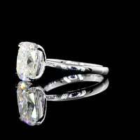 14K White Gold Cushion Modified Cut Solitaire Ring with GIA Certified 4.07 Carat Lab Diamond - North-South Prong Set I-J Color SI1 Clarity - Covaloro Fine Jewelry