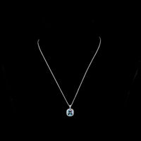 14K White Gold Cushion Modified Halo Pendant with 3.24 Carat Fancy Vivid Blue VS1 Lab Diamond and 0.22 Carat Round Brilliant Accent Diamonds - 3.46 Carat Total Weight - Covaloro Fine Jewelry