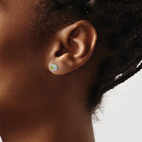 14K White Gold Cushion Peridot and Diamond Button Earrings - 0.65 Carat Total Gem Weight by Monteluci Fine Jewelry