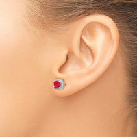 14K White Gold Cushion Ruby and Diamond Halo Earrings - 1.55 Carat Total Gem Weight by Monteluci Fine Jewelry