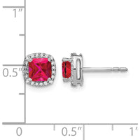 14K White Gold Cushion Ruby and Diamond Halo Earrings - 1.55 Carat Total Gem Weight by Monteluci Fine Jewelry