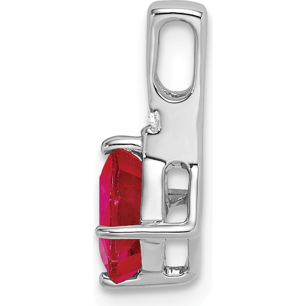 14K White Gold Cushion Ruby and Diamond Pendant - 1.25 Carat Ruby, 0.01 Carat Diamond by Lumare Gioia
