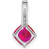 14K White Gold Cushion Ruby and Diamond Pendant - 1.25 Carat Ruby, 0.01 Carat Diamond by Lumare Gioia