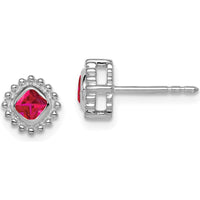 14K White Gold Cushion Ruby Earrings - 0.25 Carat Total Ruby Weight by Monteluci Fine Jewelry