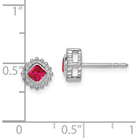 14K White Gold Cushion Ruby Earrings - 0.25 Carat Total Ruby Weight by Monteluci Fine Jewelry