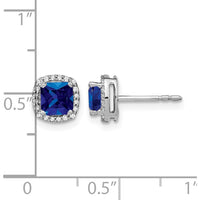 14K White Gold Cushion Sapphire and Diamond Halo Earrings - 0.775 Carat Total Sapphire and Diamond Weight by Monteluci Fine Jewelry