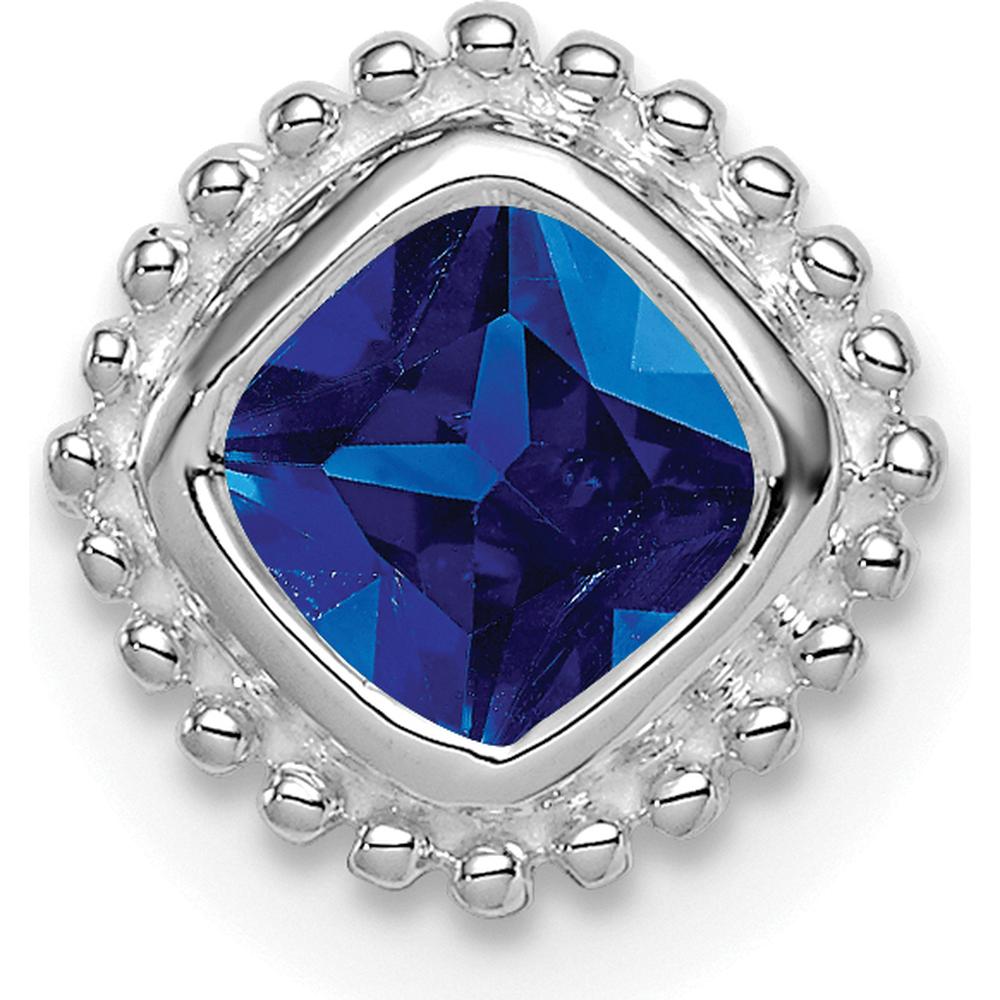 14K White Gold Cushion Sapphire Beaded Edge Pendant - 0.5 Carat Total Sapphire Weight by Lumare Gioia