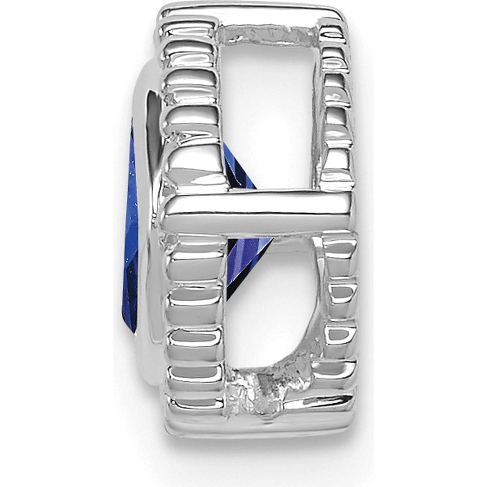 14K White Gold Cushion Sapphire Beaded Edge Pendant - 0.5 Carat Total Sapphire Weight by Lumare Gioia