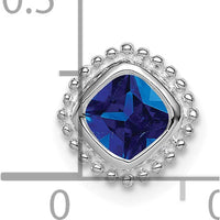 14K White Gold Cushion Sapphire Beaded Edge Pendant - 0.5 Carat Total Sapphire Weight by Lumare Gioia