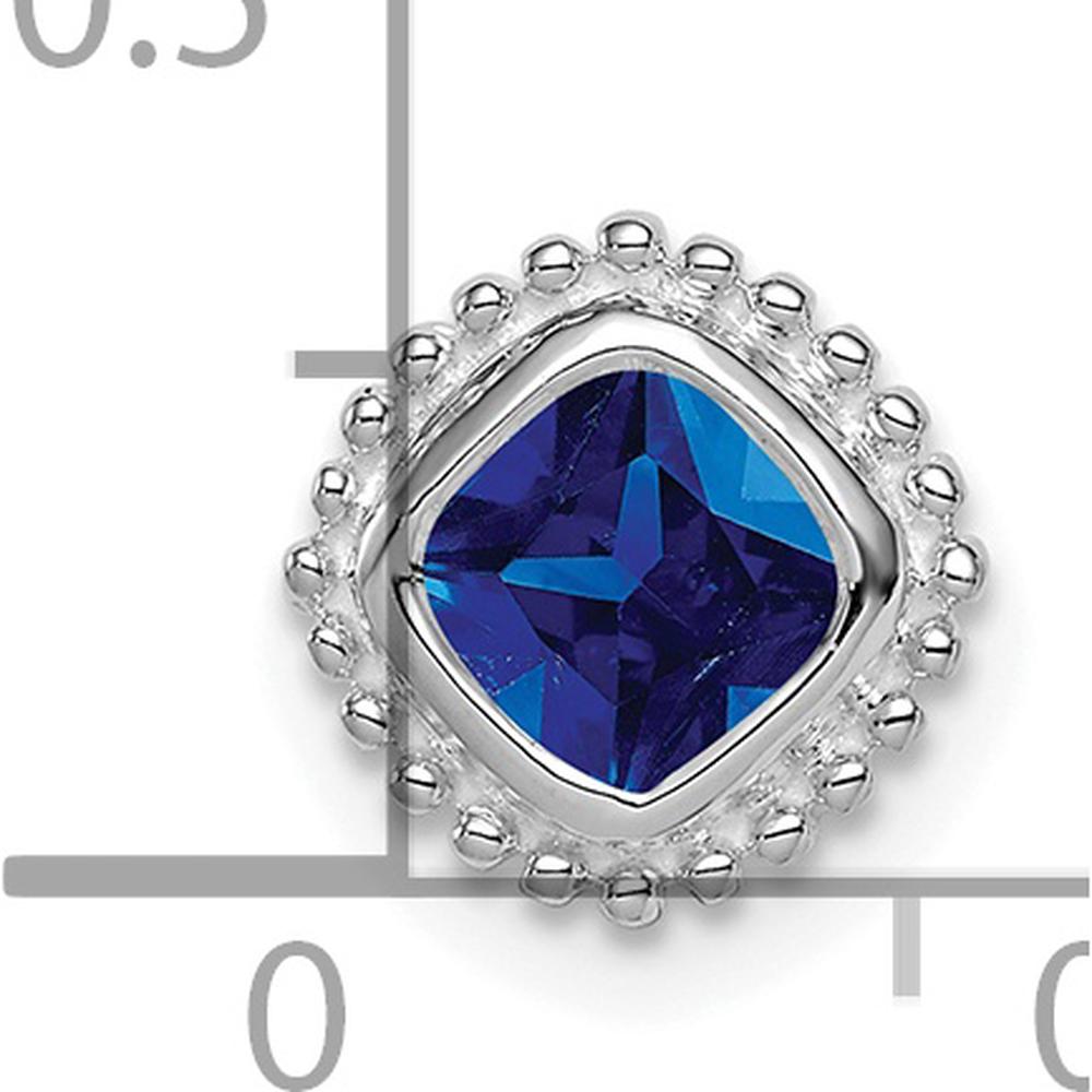14K White Gold Cushion Sapphire Beaded Edge Pendant - 0.5 Carat Total Sapphire Weight by Lumare Gioia