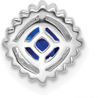 14K White Gold Cushion Sapphire Beaded Edge Pendant - 0.5 Carat Total Sapphire Weight by Lumare Gioia