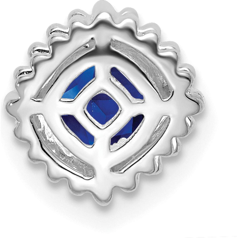 14K White Gold Cushion Sapphire Beaded Edge Pendant - 0.5 Carat Total Sapphire Weight by Lumare Gioia