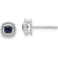 14K White Gold Cushion Sapphire Earrings with Milgrain Detail - 0.50 Carat Total Sapphire Weight by Monteluci Fine Jewelry