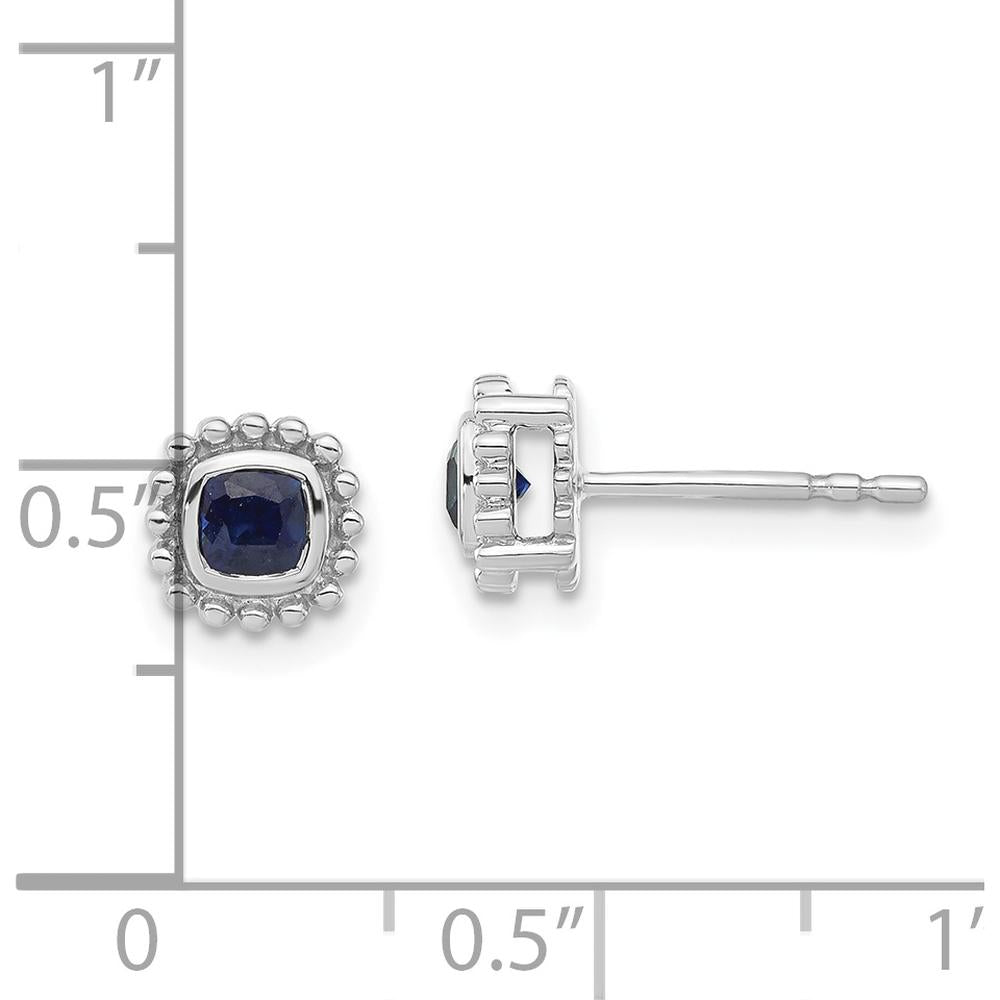 14K White Gold Cushion Sapphire Earrings with Milgrain Detail - 0.50 Carat Total Sapphire Weight by Monteluci Fine Jewelry