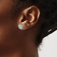 14K White Gold Cushion Swiss Blue Topaz Stud Earrings - 0.7 Carat Total Stone Weight by Monteluci Fine Jewelry