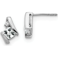 14K White Gold Cushion White Topaz and Diamond Earrings - 0.025 Carat Total Diamond Weight by Oro Pregiato