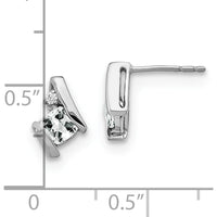 14K White Gold Cushion White Topaz and Diamond Earrings - 0.025 Carat Total Diamond Weight by Oro Pregiato