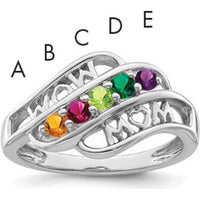 14K White Gold Custom Family Ring Mounting with Gemstone Settings by Oro Pregiato