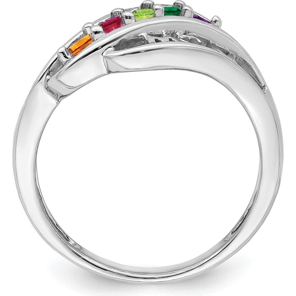 14K White Gold Custom Family Ring Mounting with Gemstone Settings by Oro Pregiato