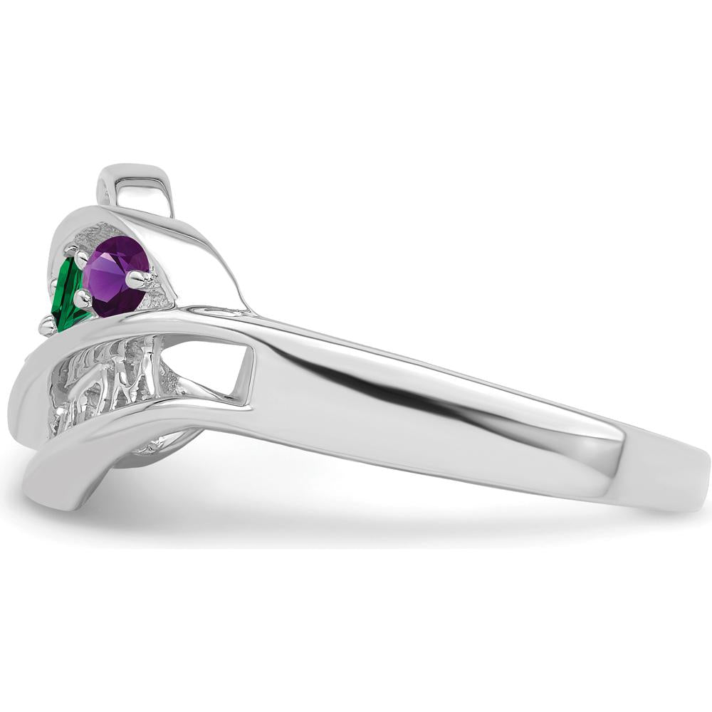 14K White Gold Custom Family Ring Mounting with Gemstone Settings by Oro Pregiato