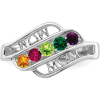 14K White Gold Custom Family Ring Mounting with Gemstone Settings by Oro Pregiato