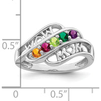 14K White Gold Custom Family Ring Mounting with Gemstone Settings by Oro Pregiato