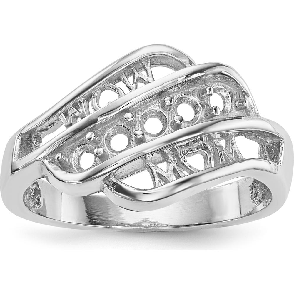 14K White Gold Custom Family Ring Mounting with Gemstone Settings by Oro Pregiato