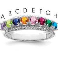 14K White Gold Customizable Family Ring with Round Stones - 8x3.00mm Total Stone Weight by Monteluci Fine Jewelry
