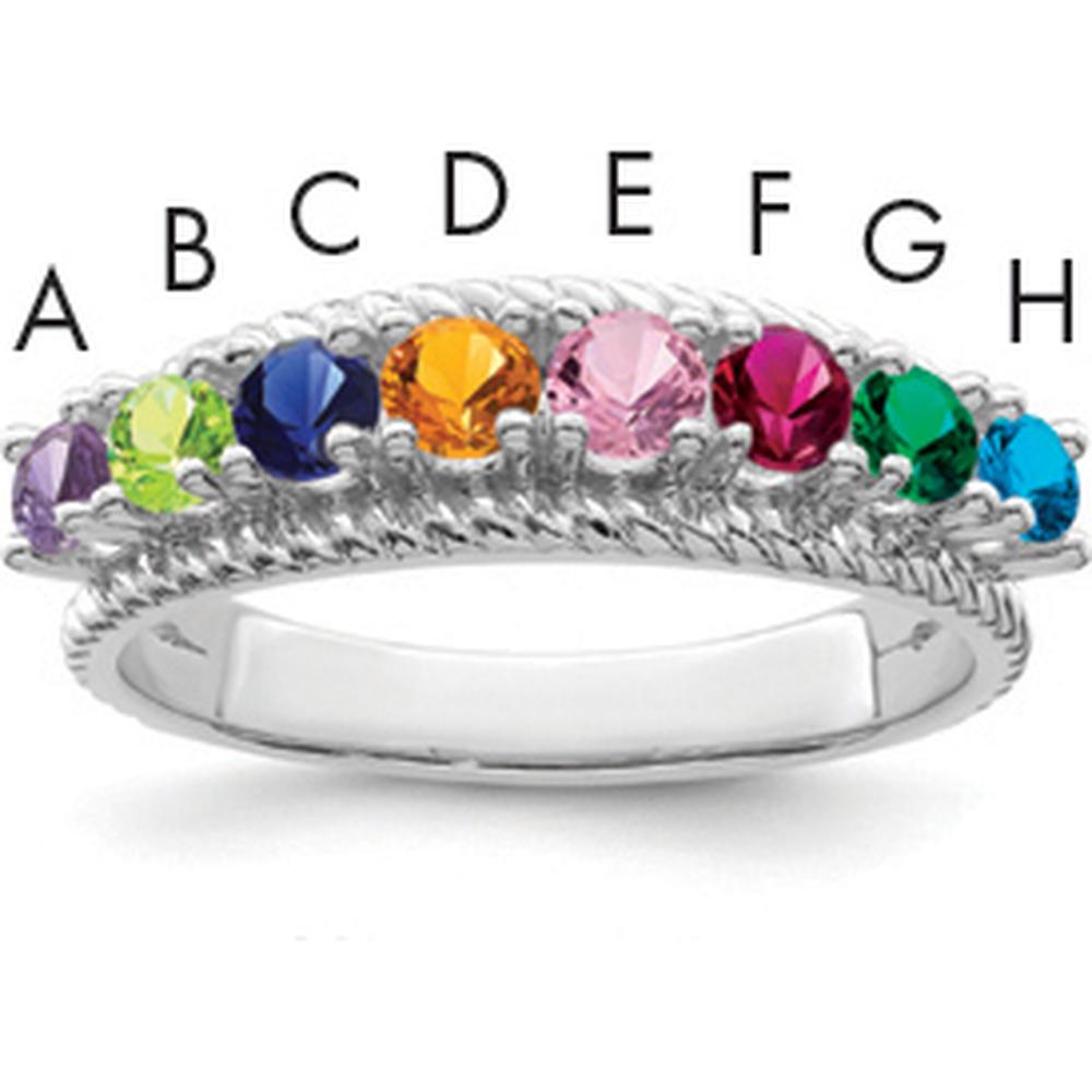 14K White Gold Customizable Family Ring with Round Stones - 8x3.00mm Total Stone Weight by Monteluci Fine Jewelry