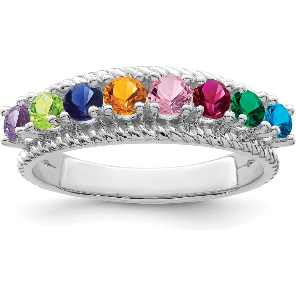 14K White Gold Customizable Family Ring with Round Stones - 8x3.00mm Total Stone Weight by Monteluci Fine Jewelry