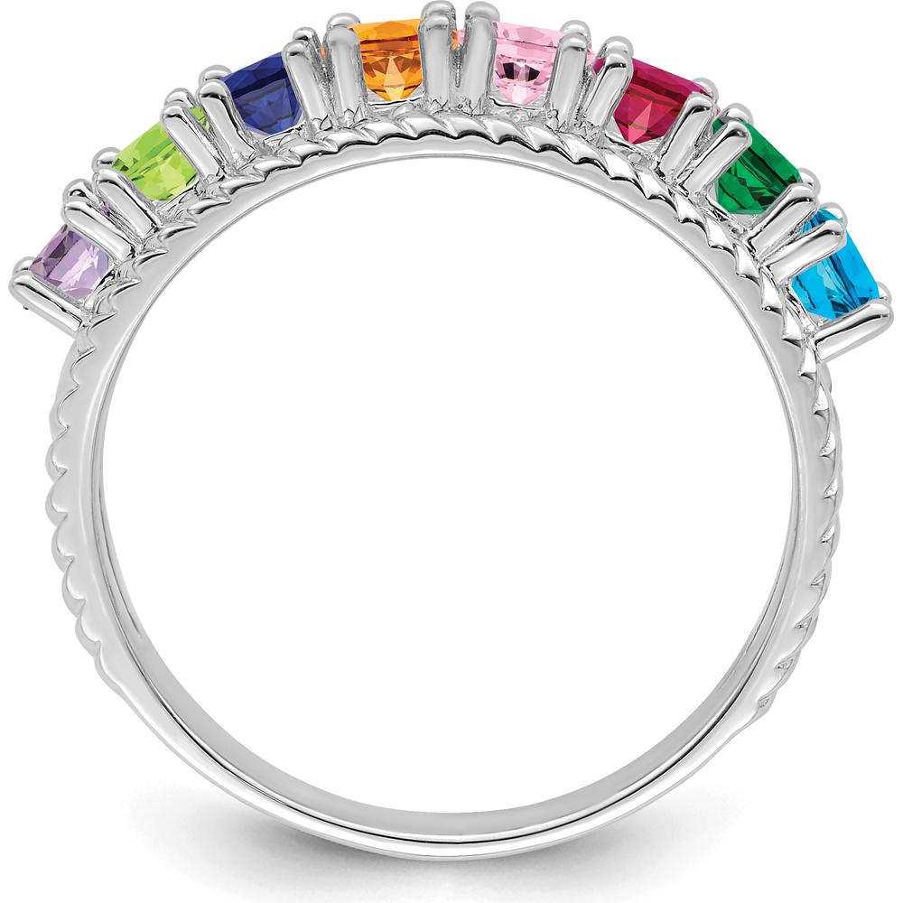 14K White Gold Customizable Family Ring with Round Stones - 8x3.00mm Total Stone Weight by Monteluci Fine Jewelry