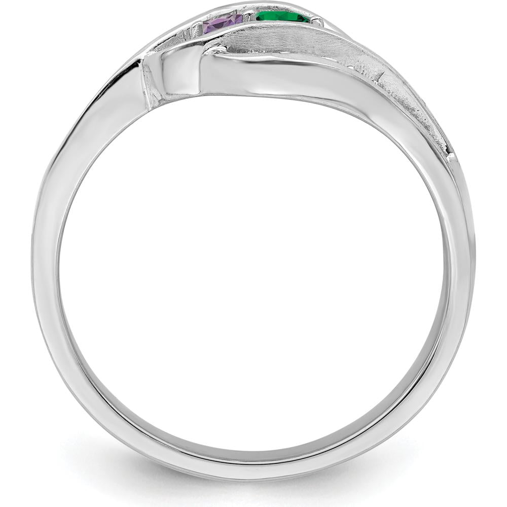 14K White Gold Customizable "WOW MOM" Family Ring Mounting with Rhodium Plating by Monteluci Fine Jewelry