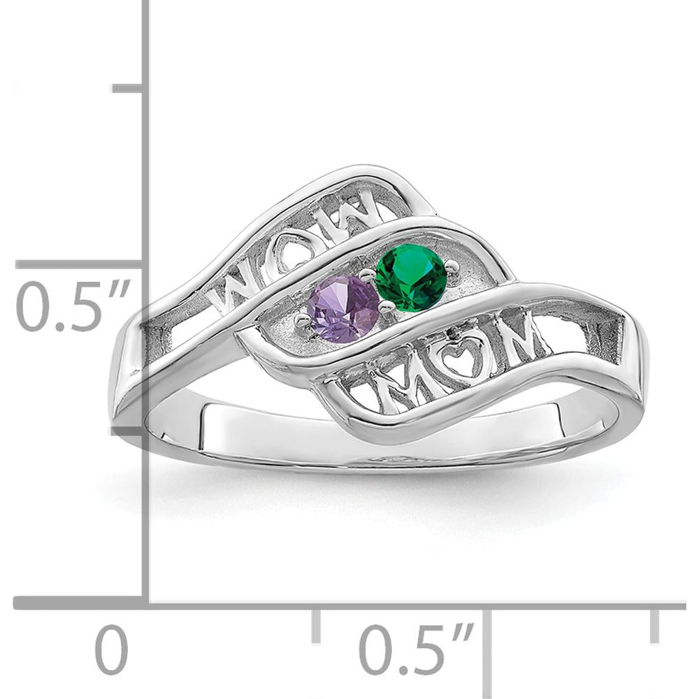 14K White Gold Customizable "WOW MOM" Family Ring Mounting with Rhodium Plating by Monteluci Fine Jewelry